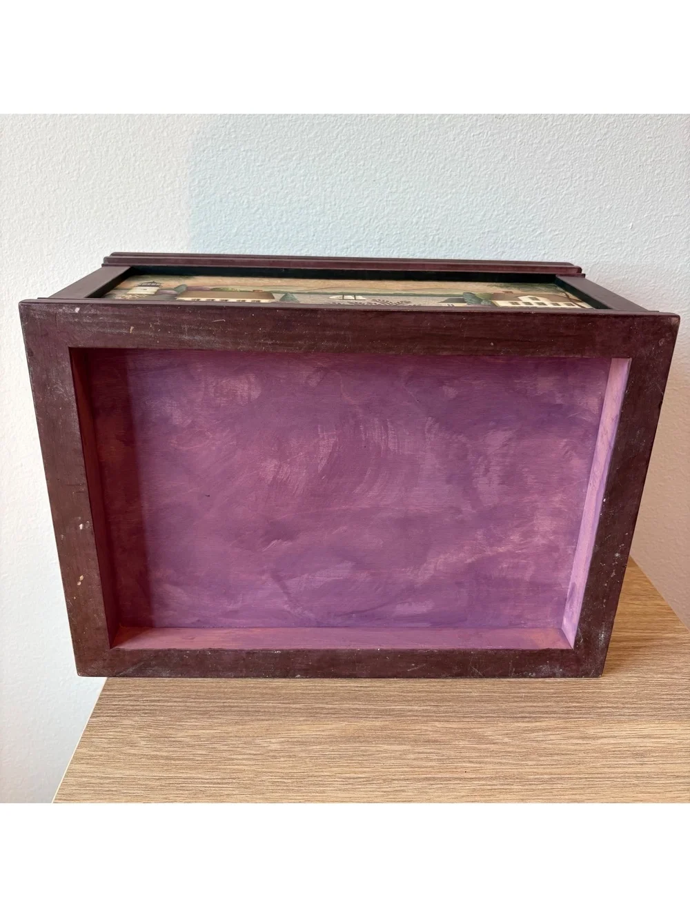 Keepsake Box Hand-Painted Coastal Lighthouse Wooden Folk Art Decor